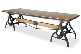 Industrial Sawhorse Conference Table - Iron Base - Wood Beam - Natural - £3,385.44 GBP