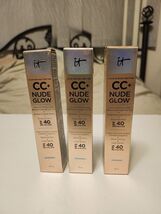 Lot of 3 IT COSMETICS  CC + NUDE GLOW COLOR CORRECTING MEDIUM COVERAGE T... - $21.37
