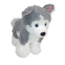 Build A Bear Wolf Siberian Husky Dog Plush 12&quot; Gray White Stuffed Animal... - $11.87