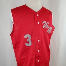 Vintage Wilson Sleeveless Baseball Jersey Large Button Up Red Mesh #3 Made USA - $19.99
