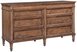 Dresser Camelot Six Graduated Drawers Rustic Pecan Solid Wood Brass Hard... - £2,322.54 GBP