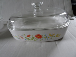 Casserole Dish Corning Ware A-10-B Wildflower with Clear Pyrex Lid A-12-C - £31.60 GBP