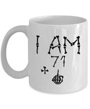 I Am 71 Plus One Skeleton Bone Middle Finger Funny Coffee Mug 15oz Ceramic Gift  - £15.78 GBP