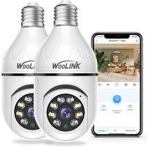 Woolink 2Pcs Light Bulb Security Camera 3Mp, 2.4Ghz Wireless, Remote App Access - $51.94