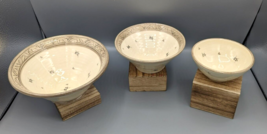 Vtg Marked Hand Thrown Studio Pottery Nesting Bowls set of 3 Singed Cream Color - £29.65 GBP