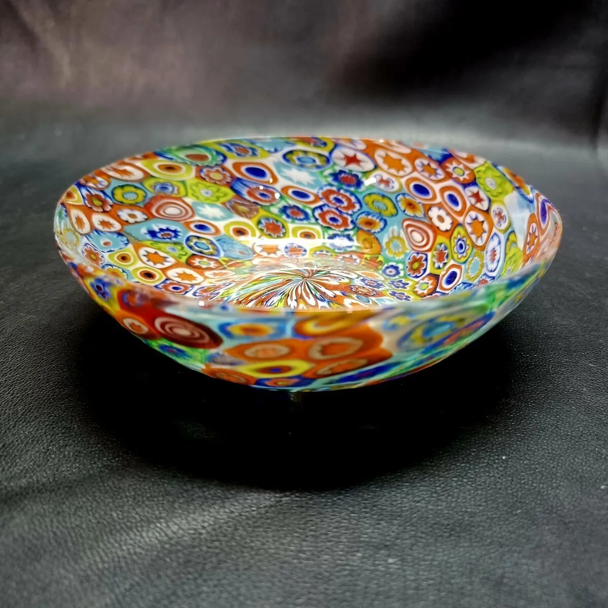 VTG Murano Millefiori Bowl Venetian artisan glass Gold etched Hand Crafted Italy - £179.82 GBP