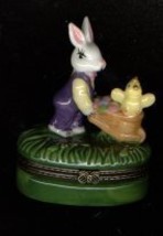 Bunny Rabbit With Wheelbarrow Hinged Box - $11.00