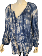 Beach Lunch Lounge Blue and White Tie-Dye Tunic Top, Women&#39;s Size 2X - £15.00 GBP