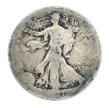 1921 50C Walking Liberty Half Dollar in Poor/AG Condition, &quot;21&quot; of Date ... - $54.44