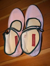 ViBi Venezia 39 9 Grosgrain-trimmed canvas Mary Jane slippers Pink green... - £52.20 GBP