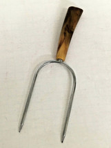 Vintage butterscotch marble bakelite handle meat lifter carving fork ute... - £15.73 GBP