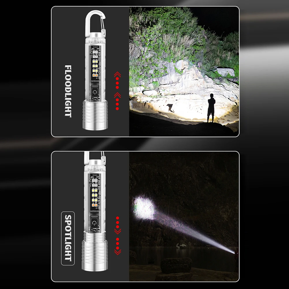 COB/LED Portable Lights Telescopic Zoom 1500mAh Mini Flashlight Type-C USB - £12.19 GBP+
