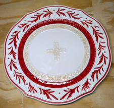 Fitz &amp; Floyd Town &amp; Country Red Plaid Embossed 13&quot; Round Serving Platter - £21.76 GBP