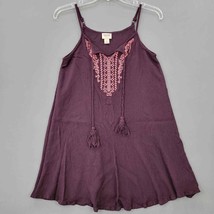 Mossimo Womens Sundress Size S Mini Purple Plum Pink Embroidered Boho Shift Tie - £7.18 GBP