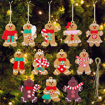 12Pcs Gingerbread Man Ornaments for Christmas Tree Assorted Decor Xmas P... - £11.82 GBP