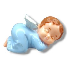 Vintage Sleeping Angel Blue Boy Plastic Wilton Cake Topper Reusable Figure (c)  - $7.95