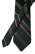  KETCH Black Burgundy Red and Gray Stiped Shiny Tie 100% Polyester - £11.72 GBP
