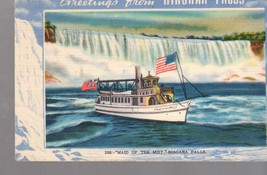 Niagra Falls, Maid Of the Mist, New York, State (vintage 1940&#39;s) postcard - £1.72 GBP