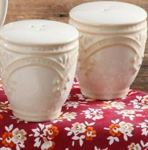 Pioneer Woman Stoneware Farmhouse Lace Embossed Off White Salt &amp; Pepper ... - $22.44