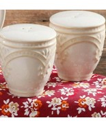 Pioneer Woman Stoneware Farmhouse Lace Embossed Off White Salt &amp; Pepper ... - £17.87 GBP