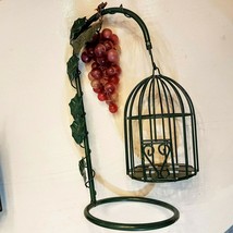 Bird Cage 12&quot; Green Metal Vine Candle Holder Shabby VTG Style Farmhouse Decor - £14.79 GBP