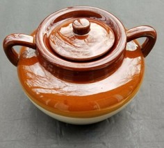 Smith China Bean Pot Vintage Stoneware Crock Bake Ware Casserole Lid 3 Quart - £22.77 GBP
