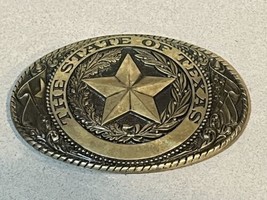 Vintage Tony Lama State of Texas Lone Star Solid Brass Belt Buckle - £15.52 GBP