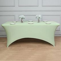 Sage Green 8 Ft Rectangle Spandex Stretch Table Cover Fitted Tablecloth Wedding  - £22.51 GBP