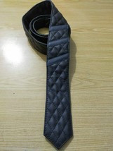 New Men Black Neck Tie Genuine Stylish Real Lambskin Partywear Leather W... - £29.28 GBP