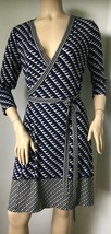 MAX STUDIO Abstract Print 3/4 Sleeve Wrap Dress (Size S) - £31.32 GBP