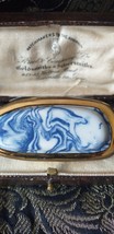 VINTAGE 1950-S Large Channel Island  Ceramic Oval Blue/White Abstract BR... - $27.72