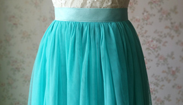 Water Blue Full Tulle Skirts Custom Plus Size Bridesmaid Tulle Skirts image 8