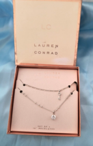 New LC  Lauren Conrad Boxed  Set of Two Silvertone Necklaces 16&quot; Lobster... - $24.75