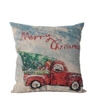 Merry Christmas Pillow with Red Truck and Tree 16 x 16 Inch New - $29.68