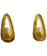 Signed NAPIER Earrings Teardrop Shaped Like Imitation Pearl Pierced Vintage - £17.33 GBP