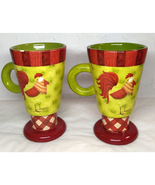 Debbie Mumm For JoAnn Fabrics Set of 2 Rooster Pedestal Mugs Farm Ceramic - $14.87 CAD