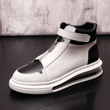 Concise Designer Mens Leisure Shoes High Top Fashion Front Zip Hook Loop Thick B - £80.00 GBP