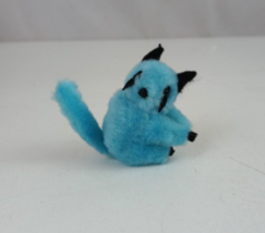 Vtg Blue Raccoon Rare 2&quot; Plush Clip-On Pencil Topper Grabber Toy Moveable Head - £15.49 GBP