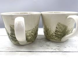 Williams Sonoma Napa Sage Lot 2 Cups Mugs Embossed Grapes Leaves Italy - £15.55 GBP