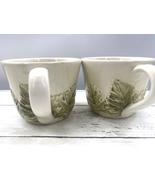 Williams Sonoma Napa Sage Lot 2 Cups Mugs Embossed Grapes Leaves Italy - £15.56 GBP