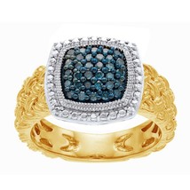 0.40ct Simulé Bleu Zircon 14K Jaune Plaqué Or Bague de Fiançailles - £74.54 GBP