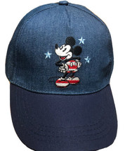 Mickey Mouse USA Flag Patriotic America Denim Jean Hat Cap One Size NEW - $17.71