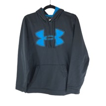 Under Armour Mens Hoodie Pullover Logo Pockets Black Blue S - £7.69 GBP