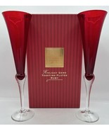 Lenox 1998 Champagne 11” Holiday Gems Toasting Flutes Ruby Set Of 2 U249 - £71.93 GBP