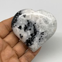 121.6g, 2.5&quot;x2.6&quot;x0.8&quot;, Rainbow Moonstone Heart Crystal Gemstone @India, B29751 - £11.38 GBP