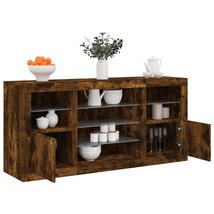 Sideboard with LED Lights Smoked Oak 142.5x37x67 cm - £110.36 GBP