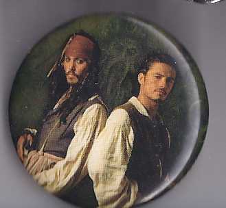 JOHNNY DEPP &amp; WILL TURNER from The PIRATES OF THE CARIBBEAN  1-1/2&quot;  Pin... - $1.95
