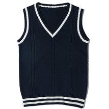 Women&#39;S V Neck Trendy Sweater Vest Cable Knit Sleeveless Sweater Preppy Style Pu - £40.11 GBP