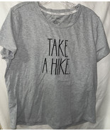 Rae Dunn Women&#39;s Take A Hike Grey Short Sleeve Shirt SZ Xl - £12.47 GBP