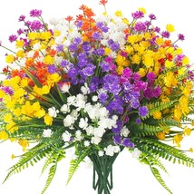 24 Bundles Artificial Flowers for Outdoor Decoration UV Resistant Fake Plastic - £24.31 GBP